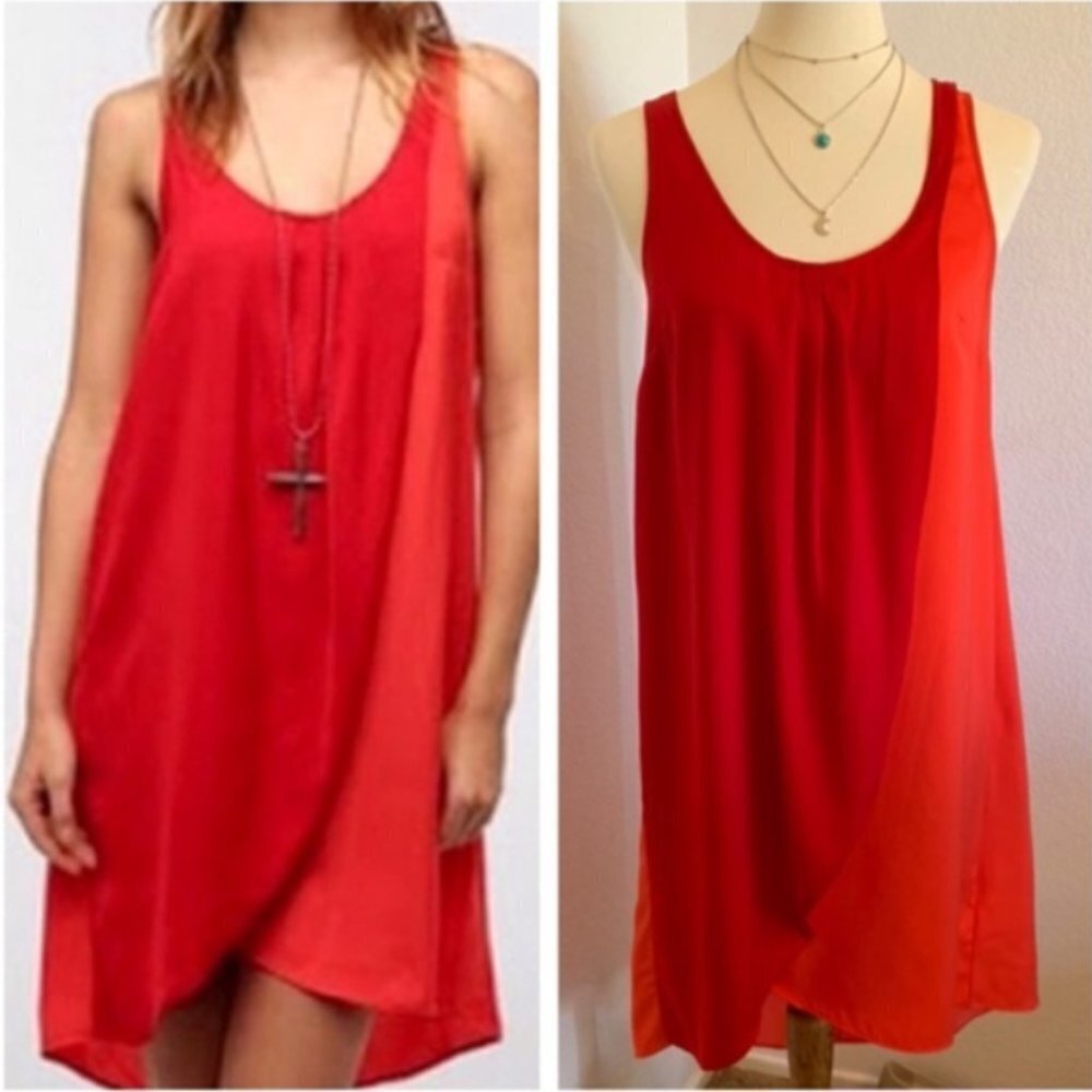 Silence + Noise Red/Orange Sheath Dress Size S